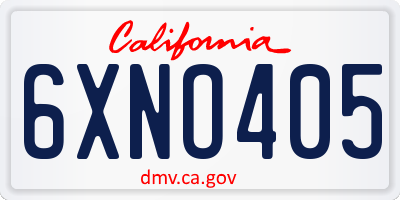 CA license plate 6XNO405