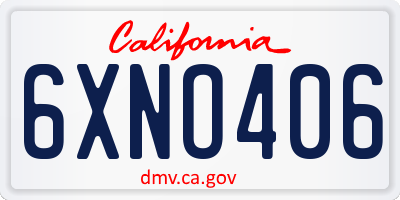 CA license plate 6XNO406