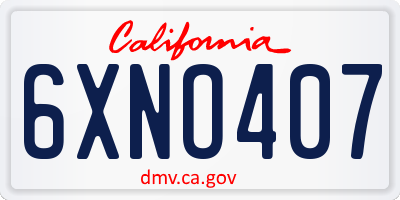 CA license plate 6XNO407