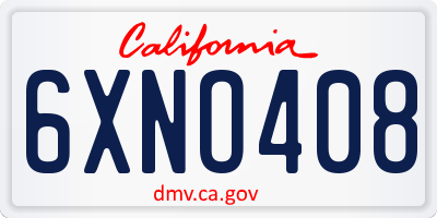 CA license plate 6XNO408