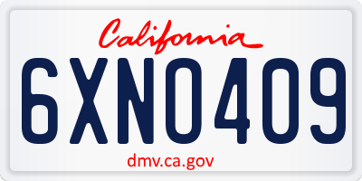 CA license plate 6XNO409