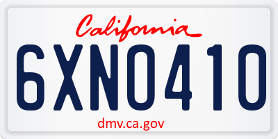 CA license plate 6XNO410