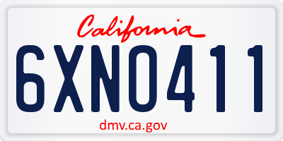 CA license plate 6XNO411
