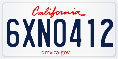CA license plate 6XNO412