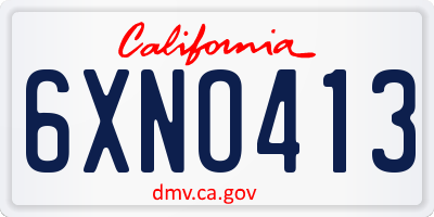 CA license plate 6XNO413