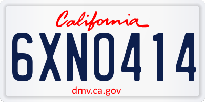 CA license plate 6XNO414