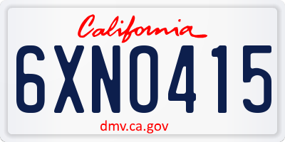 CA license plate 6XNO415