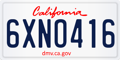 CA license plate 6XNO416