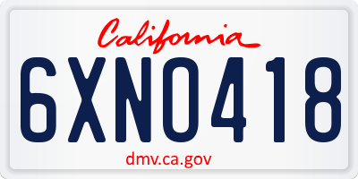 CA license plate 6XNO418