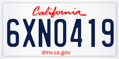 CA license plate 6XNO419
