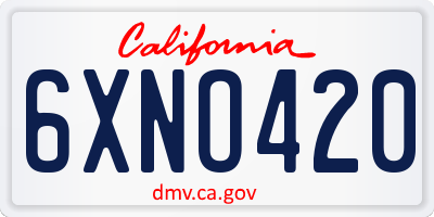 CA license plate 6XNO420