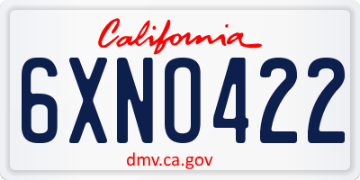 CA license plate 6XNO422
