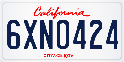 CA license plate 6XNO424