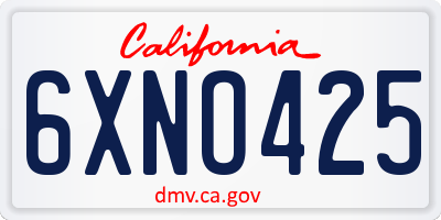 CA license plate 6XNO425