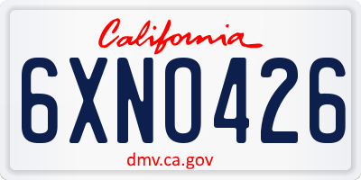 CA license plate 6XNO426