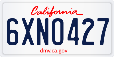 CA license plate 6XNO427