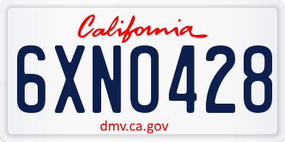 CA license plate 6XNO428
