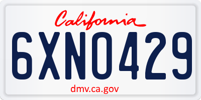 CA license plate 6XNO429