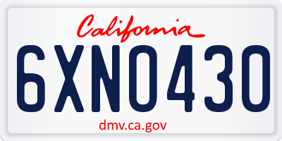 CA license plate 6XNO430