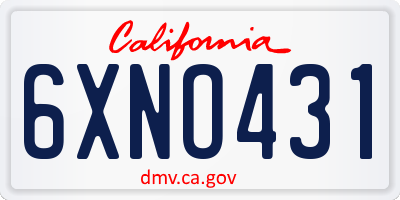 CA license plate 6XNO431