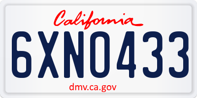 CA license plate 6XNO433