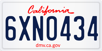 CA license plate 6XNO434