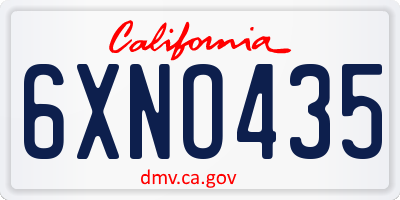 CA license plate 6XNO435