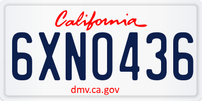 CA license plate 6XNO436