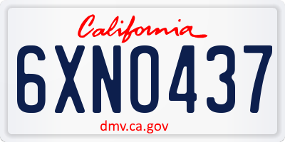 CA license plate 6XNO437
