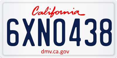 CA license plate 6XNO438