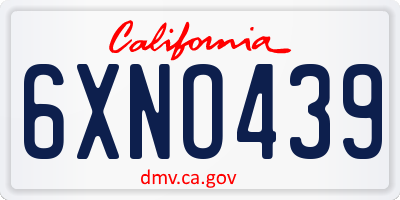 CA license plate 6XNO439