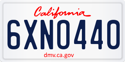 CA license plate 6XNO440