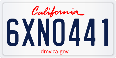 CA license plate 6XNO441