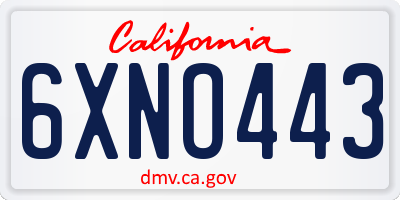 CA license plate 6XNO443