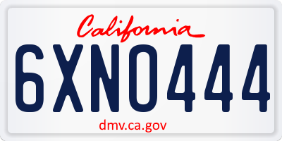 CA license plate 6XNO444
