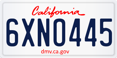 CA license plate 6XNO445