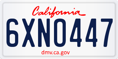 CA license plate 6XNO447