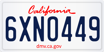 CA license plate 6XNO449