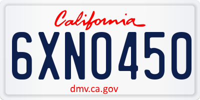 CA license plate 6XNO450
