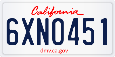 CA license plate 6XNO451