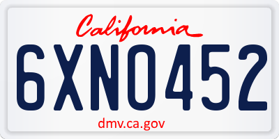 CA license plate 6XNO452