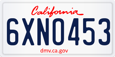 CA license plate 6XNO453