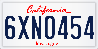 CA license plate 6XNO454
