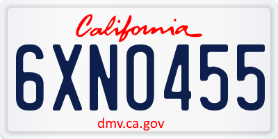 CA license plate 6XNO455