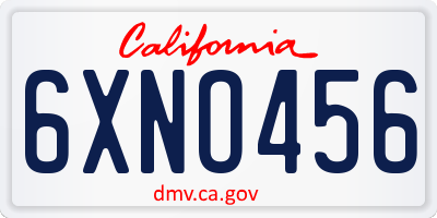 CA license plate 6XNO456