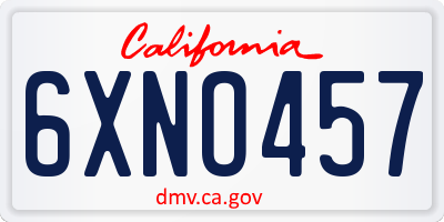 CA license plate 6XNO457