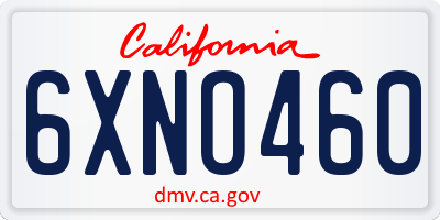 CA license plate 6XNO460