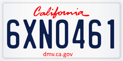CA license plate 6XNO461