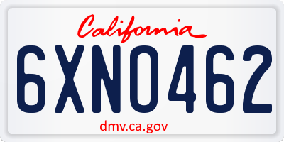 CA license plate 6XNO462