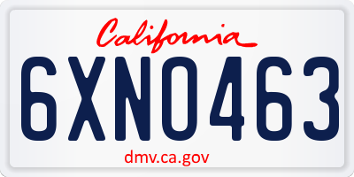 CA license plate 6XNO463